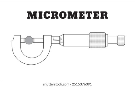 Micrometer icon. Diagram of Micrometer on white background drawing by illustration