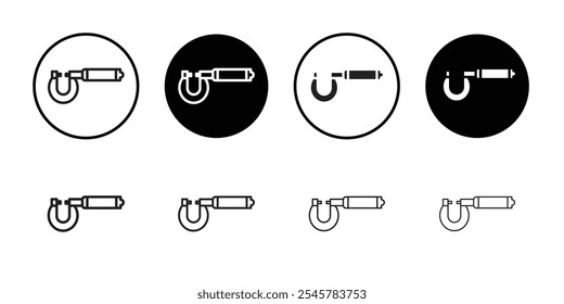 Micrometer icon flat line symbol set.