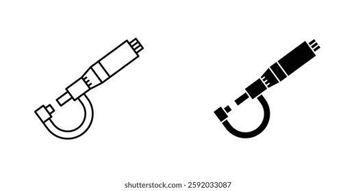 Micrometer icon symbol collection on white background.