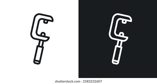 Micrometer icons in black and white liner strokes for web design.