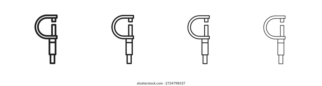 Iconos de micrómetro línea colección de Vector. Icono de Vector perfecto de píxeles