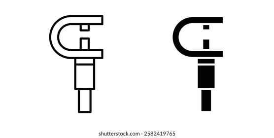 Micrometer icons pack vectors in black flat and strokes