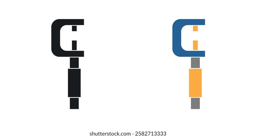 Micrometer icons set vectors black and colored style