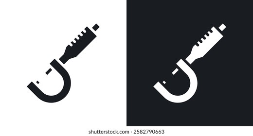 Micrometer icons set vectors black and colored style