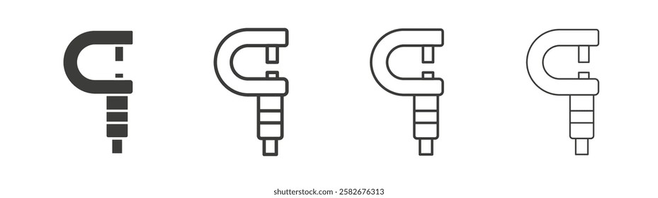 Micrometer icons set vectors graphic designs