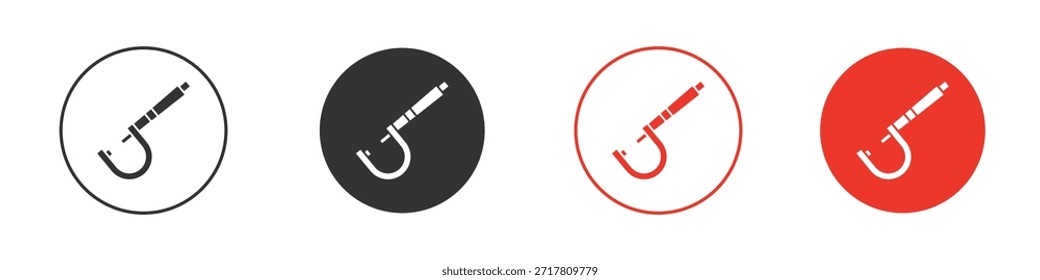 Ícones de micrômetro simples plana silhueta vetor ilustração