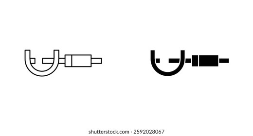 Micrometer icons. stroke line and black solid icons