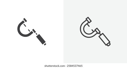 Micrometer icons vectors illustrations in black fill and liner versions