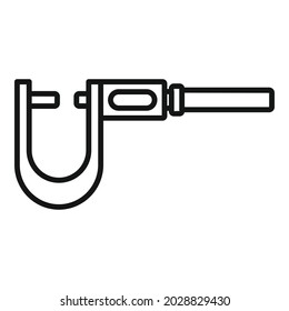 Mikrometer Instrument Symbol Umrissvektor. Präzision vernier. Technische Schraube