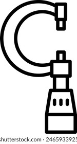 Micrometer measurement icon with black outline style. micrometer, tool, gauge, precision, measurement, accuracy, scale. Vector Illustration