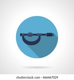 Micrometer tool for accurate measurement of small size in engineering, quality control of technical detail and metrological laboratory. Round flat color design vector icon