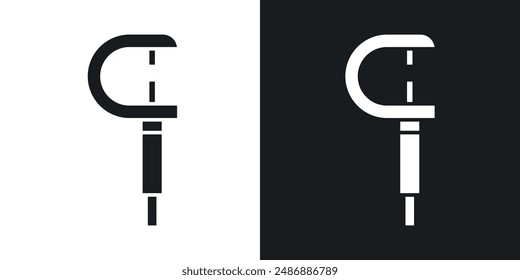 Micrometer vector icon set in solid black and white color