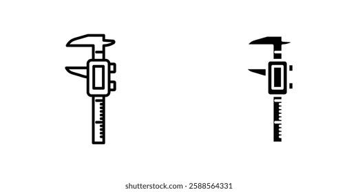 Micrometer vectors icons set in filled and strokes on white background