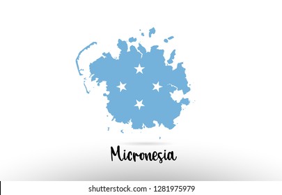 Micronesia country flag inside country border map design suitable for a logo icon design