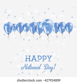 Micronesia, Federated States Of Independence Day Sparkling Patriotic Poster. Happy Independence Day Card with Micronesia, Federated States Of Flags, Confetti, Stars, Bokeh and Glitter.