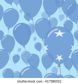 Micronesia, Federated States Of National Day Flat Seamless Pattern. Flying Celebration Balloons in Colors of Micronesian Flag.