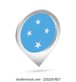 Micronesia flag 3d pin icon. Vector illustration.