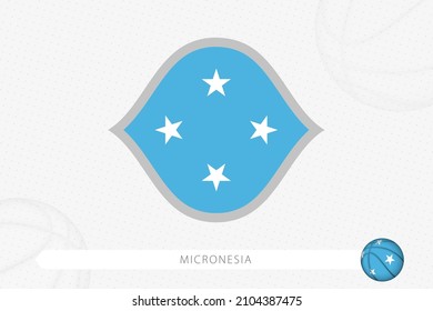 Micronesia flag for basketball competition on gray basketball background. Sports vector illustration.