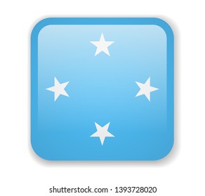 Micronesia flag bright square icon. Vector Illustration