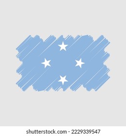 Ilustración del vector de pincel de bandera de Micronesia