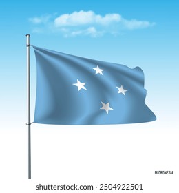 Micronesia flag flying on blue sky, vector illustation.