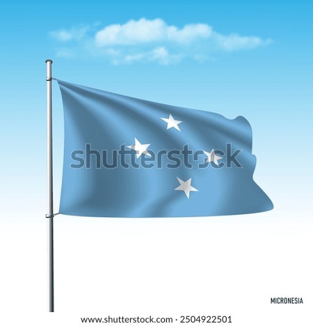 Micronesia flag flying on blue sky, vector illustation.