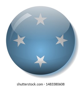 Micronesia flag glass button vector illustration