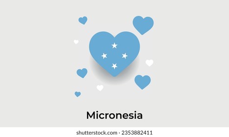 Micronesia flag heart shape country icon vector illustration