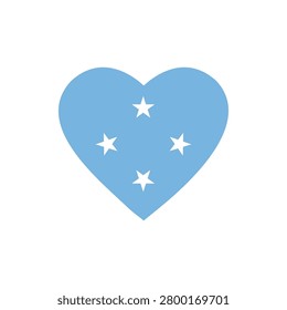 Micronesia Flag Heart Shape Icon Love Symbol National Country Patriotic Illustration