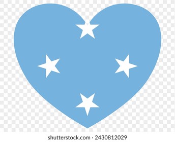 Micronesia flag in heart shape isolated  on  transparent  background. vector illustration