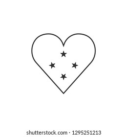 Micronesia flag icon in a heart shape in black outline flat design. Independence day or National day holiday concept.