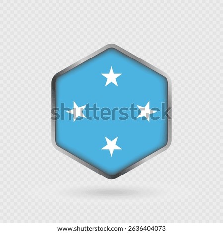 Micronesia Flag Icon in Hexagon Shape.