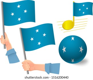 Micronesia flag icon set. National flag of Micronesia vector illustration