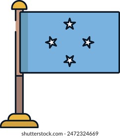 Micronesia flag linear color vector illustration