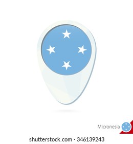 Micronesia flag location map pin icon on white background. Vector Illustration.