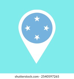 micronesia flag location pin, flag application, Vector icon for mobile apps, UI and web design, flag application, Flag on Location Pin, graphic design, map pointer, vector illustration.
