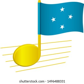 Micronesia flag and musical note. Music background. National flag of Micronesia and music festival concept vector illustration