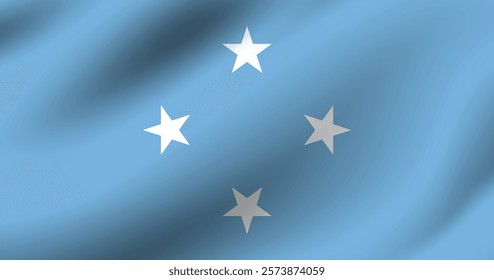 Micronesia flag official colors and proportion digital vector illustration. Pleated flag.