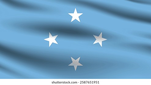 Micronesia flag official colors and proportion digital vector illustration. Waving flag.