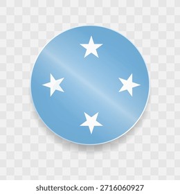 Mikronesien Flagge auf Knopf glänzendes Glas