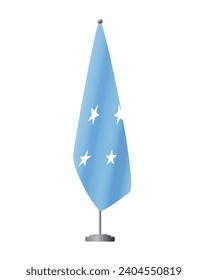 Micronesia flag on flag stand for official meetings, transparent background, vector