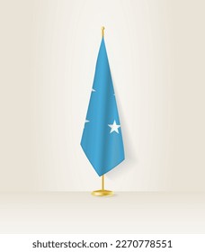 Micronesia flag on a flag stand. Vector illustration.