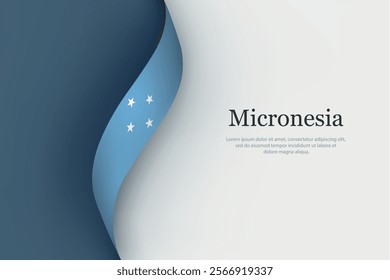 Micronesia flag on Waving ribbon. Template for independence day