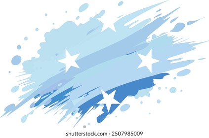 Bandera de Micronesia pintada con trazo de pincel Grunge, estilo de bandera de acuarela.