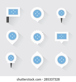 micronesia flag and pins for infographic, and map design