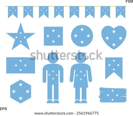 Micronesia flag set. Isolated Micronesia flag on white background