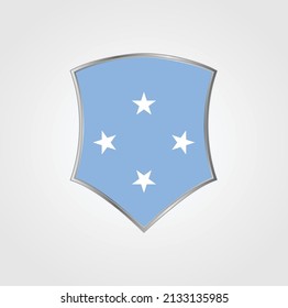 Micronesia Flag with Shield Frame. National Flag