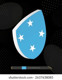 Micronesia Flag Shield icon in 3D on Dark Modern Abstract Rugby Background. Perfect for sports events, heritage themes, national celebrations, and patriotic designs.