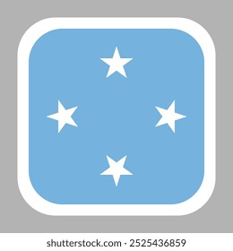 Micronesia flag square flat vector with rounded corners and white border, vector illustration