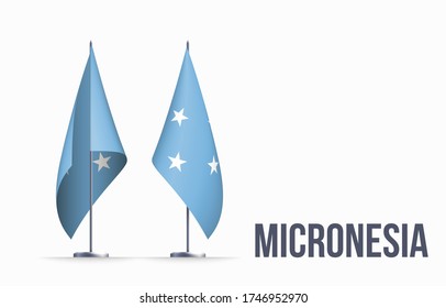Micronesia flag state symbol isolated national banner. Greeting card National Day of small islands in the western Pacific Ocean. Illustration banner realistic state flag Federated States of Micronesia